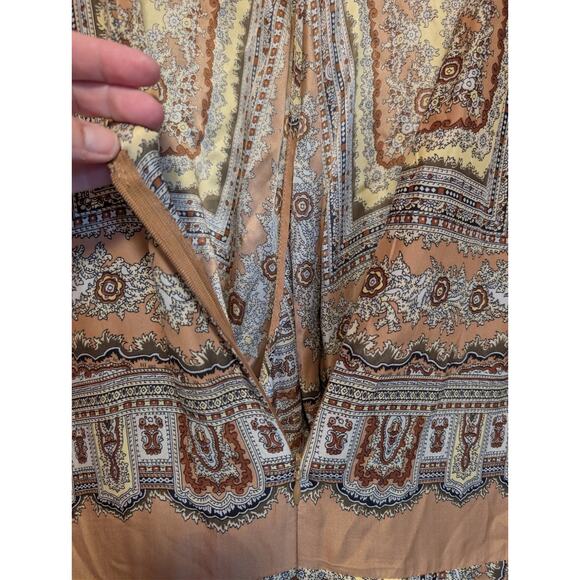 Zara Moraccan 100% Mulberry Silk XS Mini Dress Bohemian Earthcore Retro Y2K - Picture 5 of 8